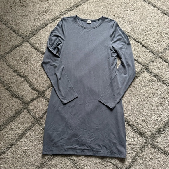 Aritzia wilfred free tiny long sleeve dress blue tshirt jersey knit mini 1X - Picture 1 of 6
